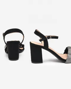 Resti Black women's sandals on a post with cubic zirconias Trieste - Footwear
