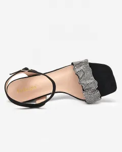 Resti Black women's sandals on a post with cubic zirconias Trieste - Footwear