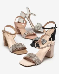 Resti Black women's sandals on a post with cubic zirconias Trieste - Footwear