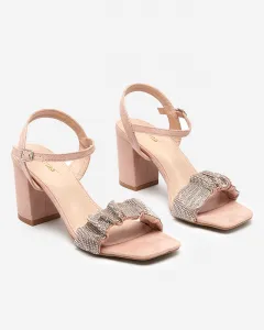 Resti Pink women's sandals on a post with cubic zirconias Trieste - Footwear