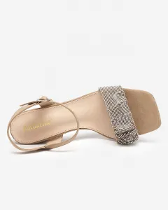 Resti Light brown women's sandals on a post with Trieste cubic zirconias - Footwear