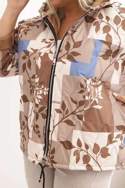 Kesi Włoski Dámska bunda Plus Size s kapucňou a predĺženým zadkom fango