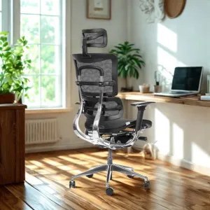 MERCURY Ergonomická kancelárska stolička ORION JNS-801, čierna W-51 (vzorovaná), leštěný kríž