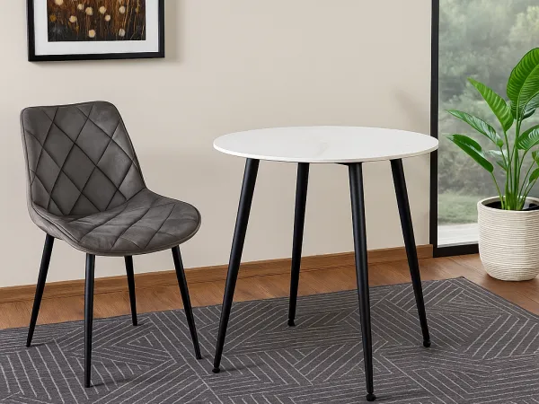 Okrúhly jedálenský stôl RION 90 cm s keramickou doskou, biely mramor