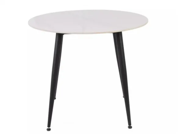 Okrúhly jedálenský stôl RION 90 cm s keramickou doskou, biely mramor