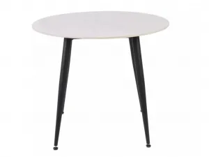 Okrúhly jedálenský stôl RION 90 cm s keramickou doskou, biely mramor