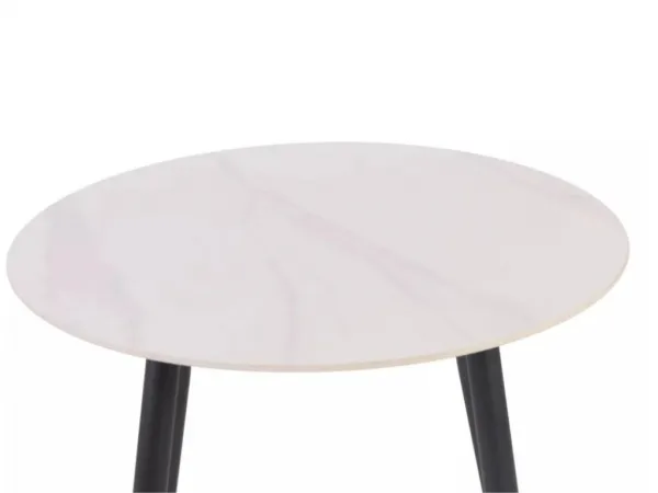 Okrúhly jedálenský stôl RION 90 cm s keramickou doskou, biely mramor