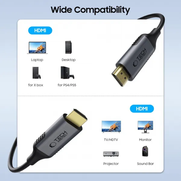 Tech-Protect Ultraboost kábel HDMI 2.1 4K 120Hz / 8K 60Hz 2m, čierny