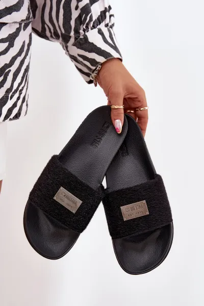 BIG STAR SHOES Dámske Šľapky Na Pěnové Podešvi S Kožušinou Big Star