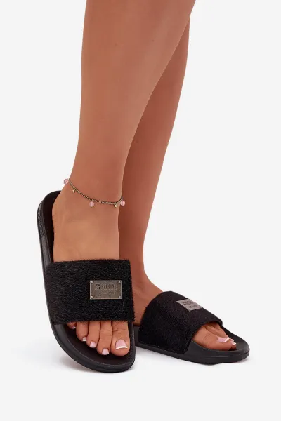 BIG STAR SHOES Dámske Šľapky Na Pěnové Podešvi S Kožušinou Big Star