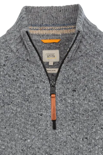 Sveter Camel Active Pullover Troyer Grey Melange