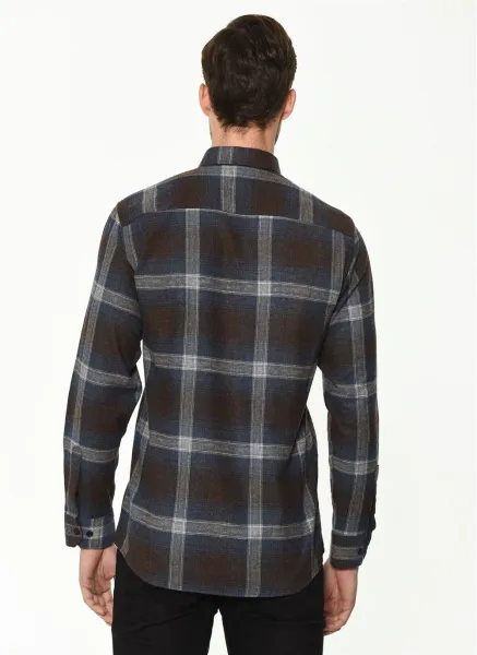 G708 DEWBERRY MEN'S SHIRT-NAVY-BROWN