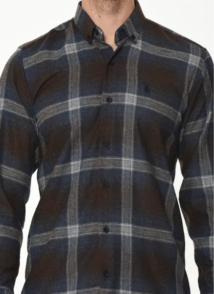 G708 DEWBERRY MEN'S SHIRT-NAVY-BROWN