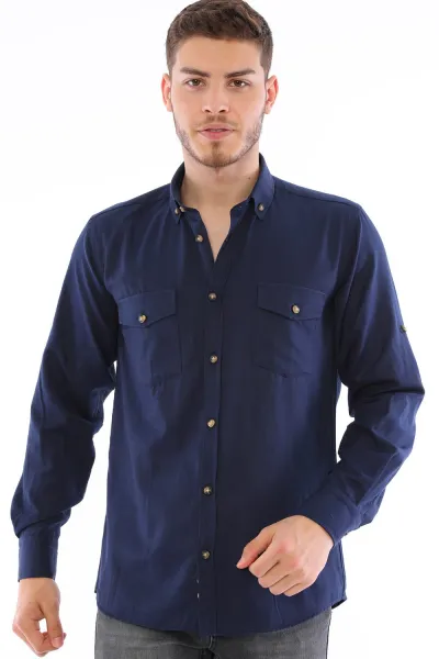 G722 DEWBERRY MEN'S SHIRT-NAVY BLUE