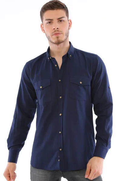 G722 DEWBERRY MEN'S SHIRT-NAVY BLUE