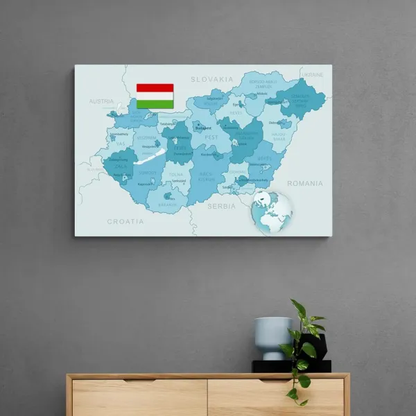 Obraz elegantná modrá mapa Maďarska
