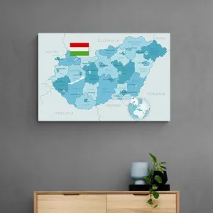 Obraz elegantná modrá mapa Maďarska