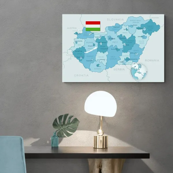 Obraz elegantná modrá mapa Maďarska