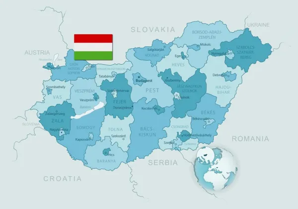 Obraz elegantná modrá mapa Maďarska