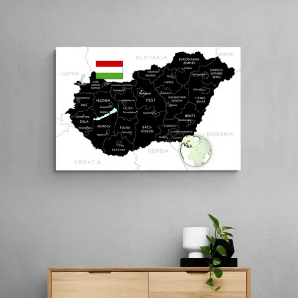 Obraz štýlová čierna mapa Maďarska