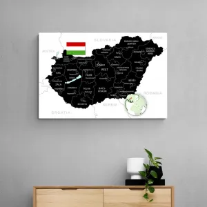 Obraz štýlová čierna mapa Maďarska