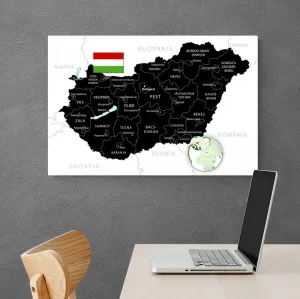 Obraz štýlová čierna mapa Maďarska