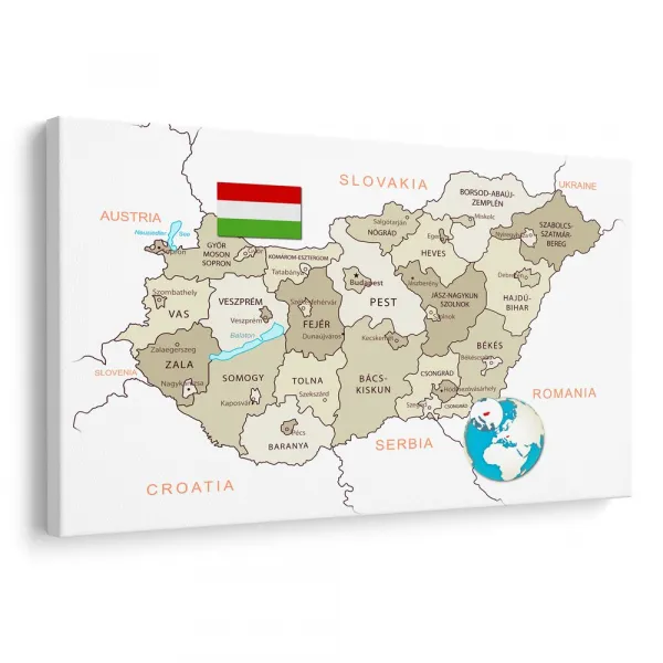 Obraz decentná béžová mapa Maďarska