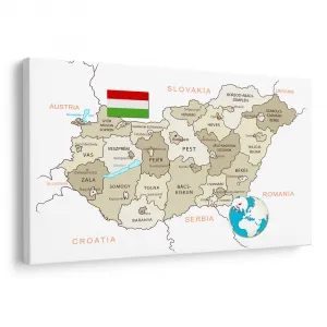 Obraz decentná béžová mapa Maďarska
