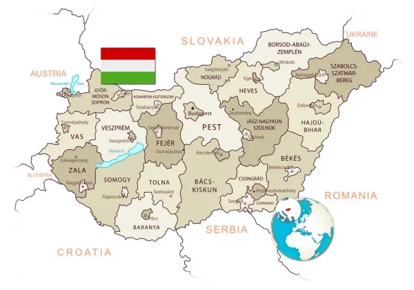 Obraz decentná béžová mapa Maďarska