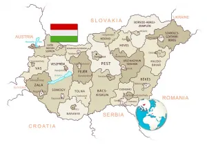 Obraz decentná béžová mapa Maďarska