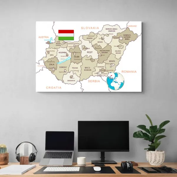 Obraz decentná béžová mapa Maďarska