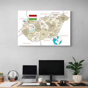 Obraz decentná béžová mapa Maďarska