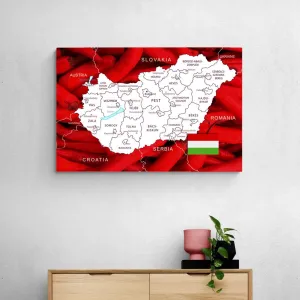 Obraz mapa Maďarska s typickým pozadím