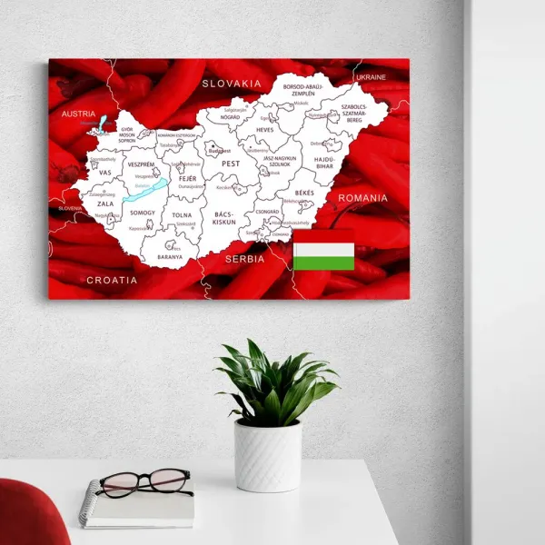 Obraz mapa Maďarska s typickým pozadím