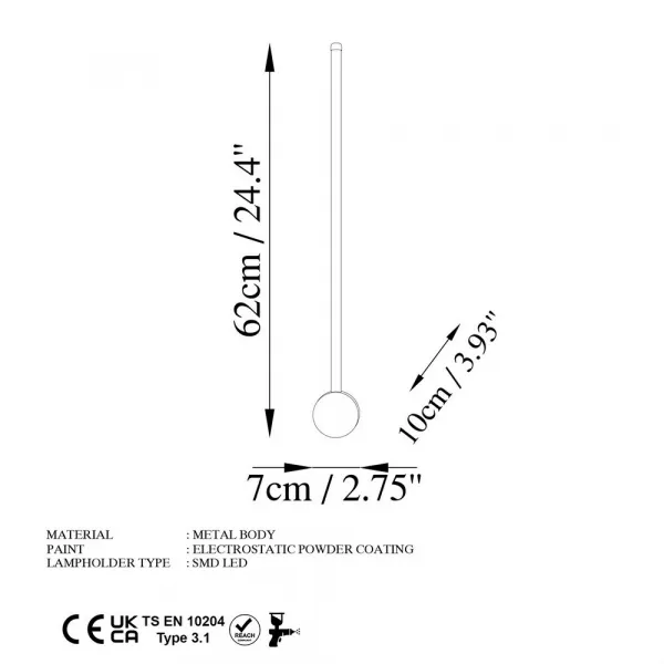 Nástenné svietidlo Sword - 13480, čierna