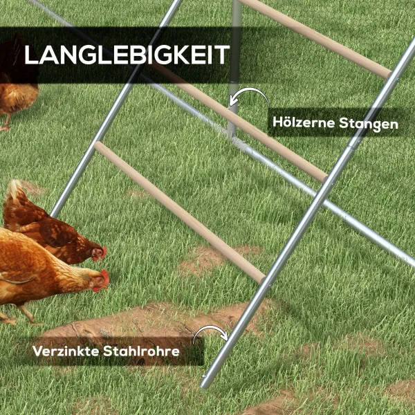 PAWHUT Hniezdny rebrík pre sliepky 4 poschodia kovový prírodné drevo