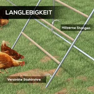 PAWHUT Hniezdny rebrík pre sliepky 4 poschodia kovový prírodné drevo