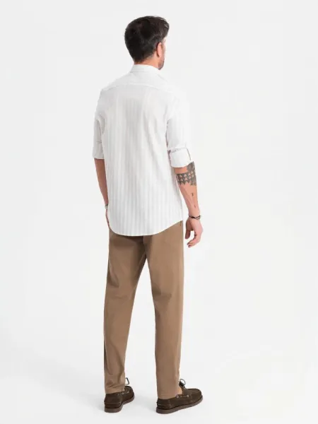Elegantné pánske chinos nohavice tmavobéžové