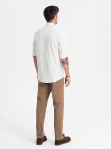 Elegantné pánske chinos nohavice tmavobéžové