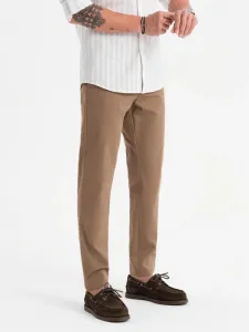 Elegantné pánske chinos nohavice tmavobéžové