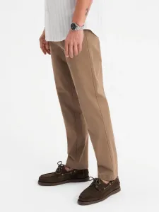 Elegantné pánske chinos nohavice tmavobéžové