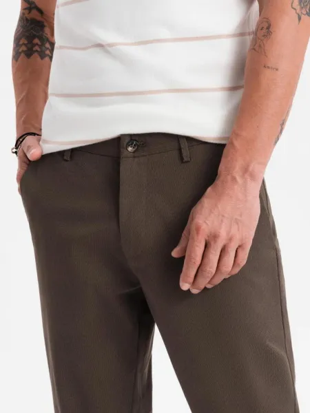 Elegantné pánske chinos nohavice hnedé