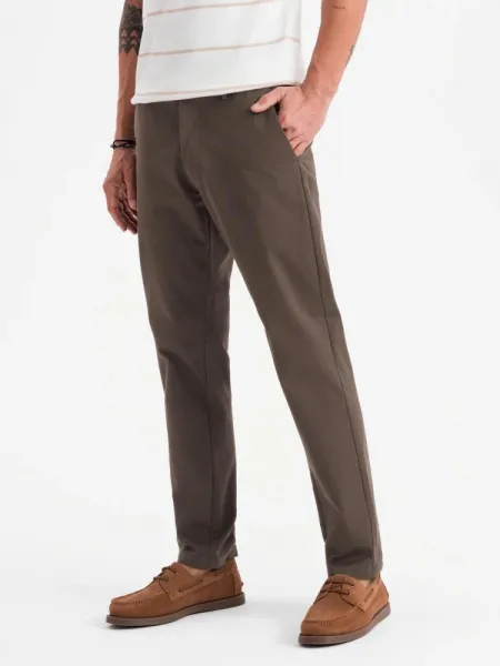 Elegantné pánske chinos nohavice hnedé