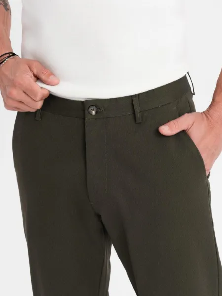 Elegantné pánske chinos nohavice tmavozelené