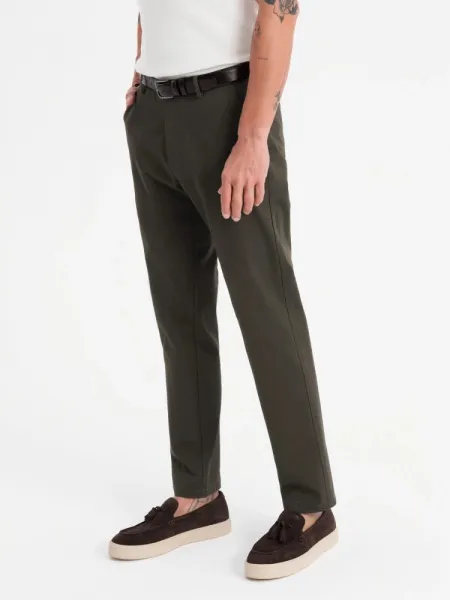 Elegantné pánske chinos nohavice tmavozelené