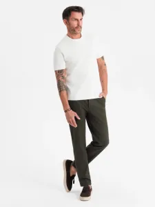 Elegantné pánske chinos nohavice tmavozelené