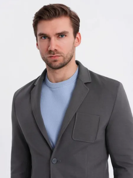 Trendy sako pre pánov slim fit grafitové