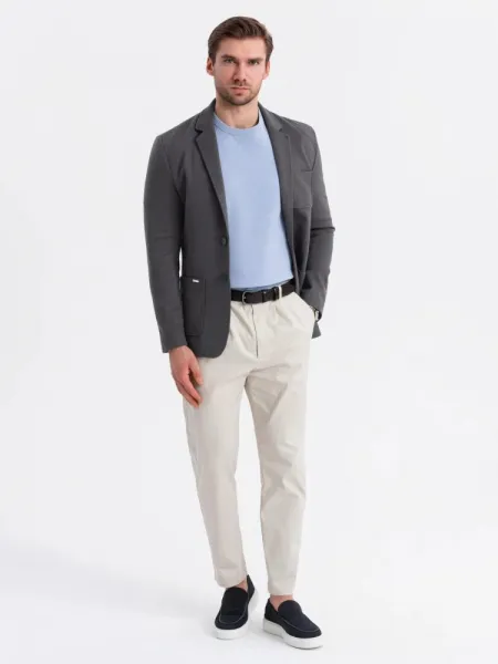 Trendy sako pre pánov slim fit grafitové
