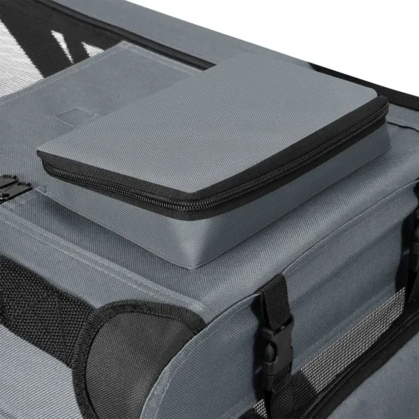 Skladací transportný box pre psov L s miskou a pelíškom, siv