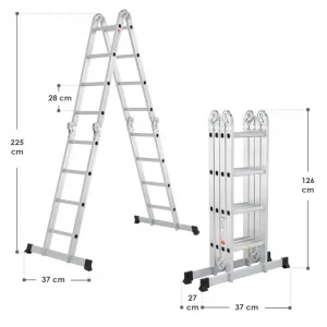 Hliníkový skladací rebrík 3,6 m, 4 dielny, 6 priečok, 150 kg